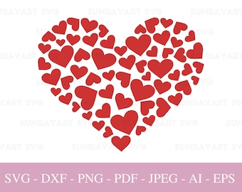 Heart Svg Files For Cricut, Valentines Day PNG, Love SVG Cut File, Mothers Day DXF Cut File, Cute Heart Clipart, Pdf.