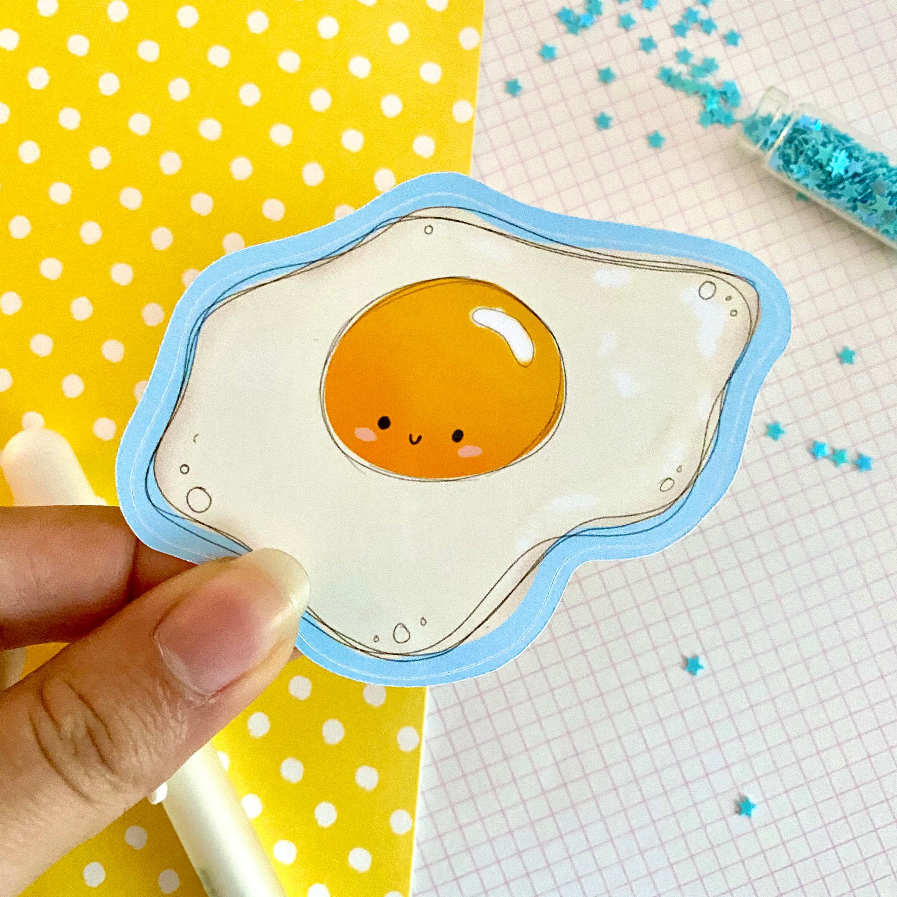 Cute Egg Sticker VioletRae Studios/ food art kawaii stickers Etsy