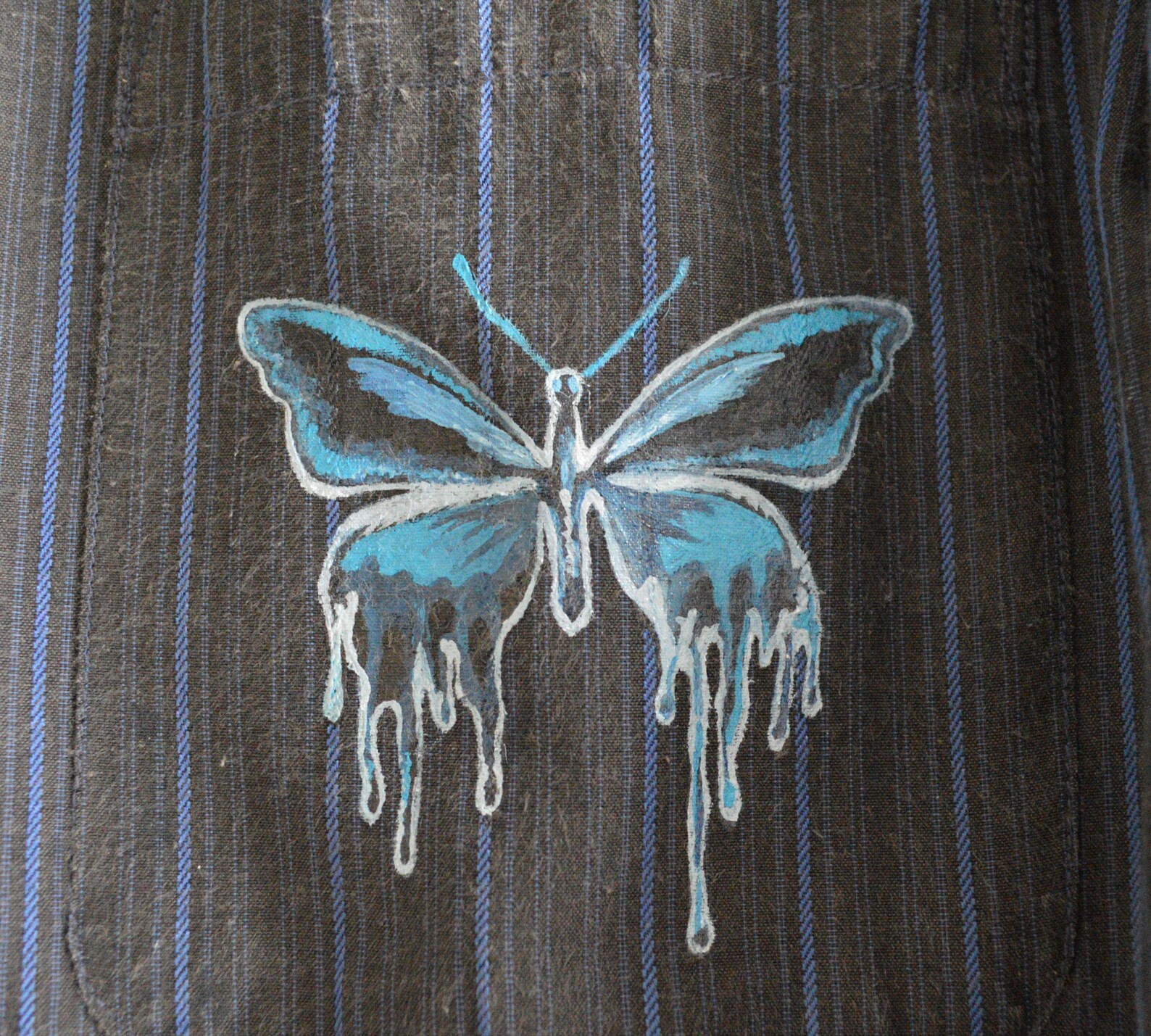 Butterfly Drip Hand Painted Button Down Vintage Beverly Hills Etsy