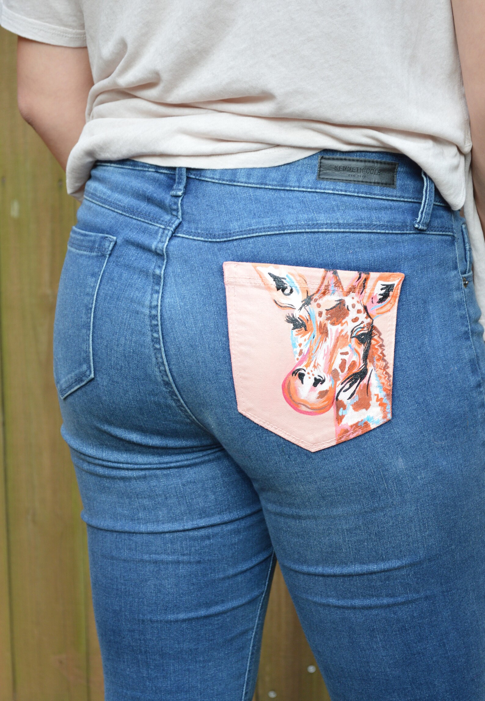 Graphic Giraffe Jeans Hand Painted Cole Cropped & Etsy Canada