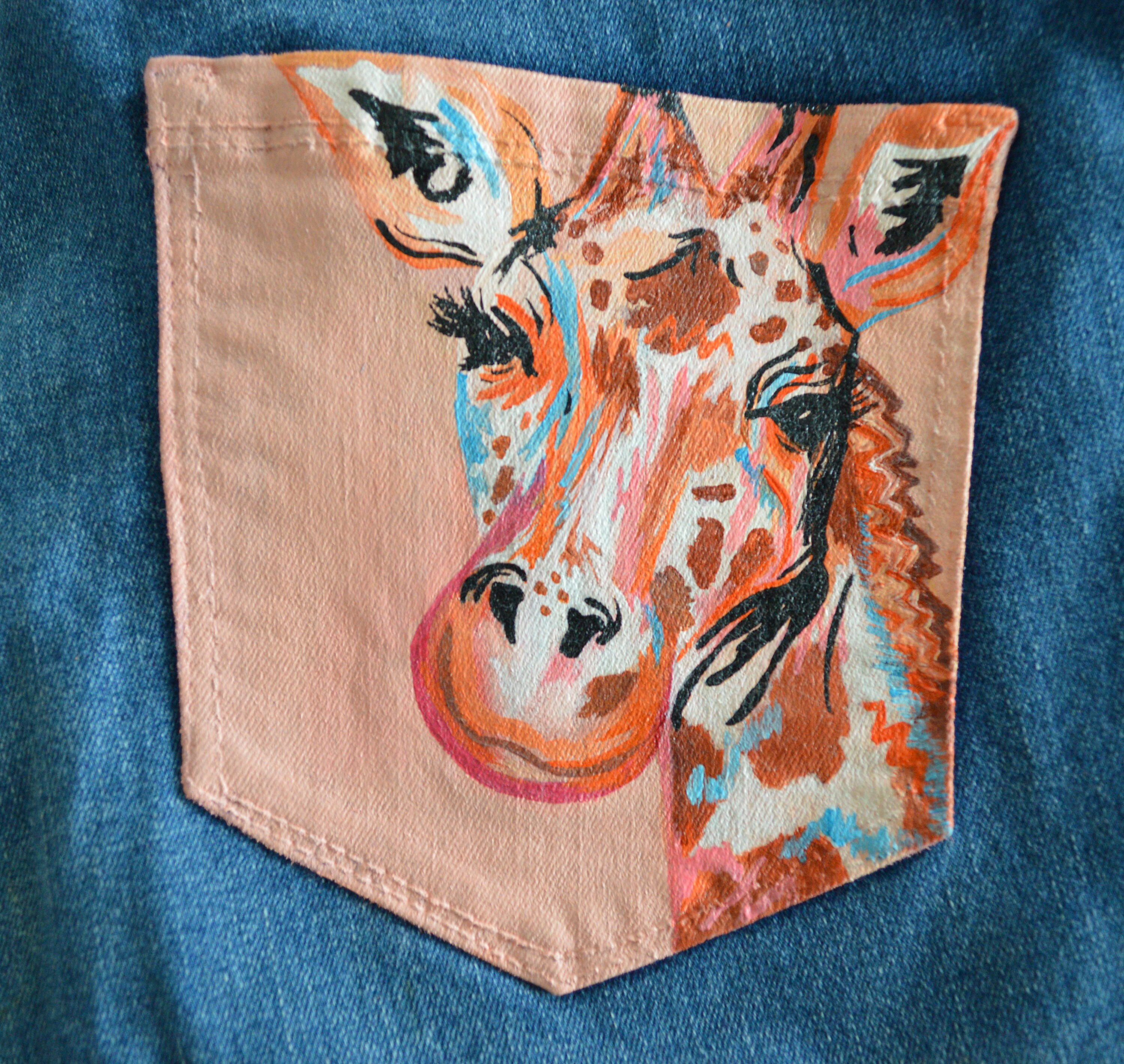 Graphic Giraffe Jeans Hand Painted Cole Cropped & Etsy