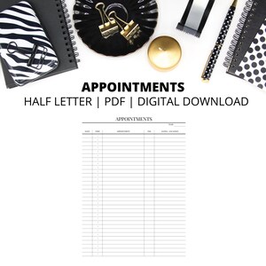Appointments | Half Letter Size | PDF | Instant Digital Download