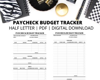 Salarisbudgettracker | Salarisnotities | Halve lettergrootte | Pdf | Direct digitaal downloaden