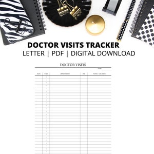Doctor Visits Appointment Tracker | Letter Size | PDF | Instant Digital Download -