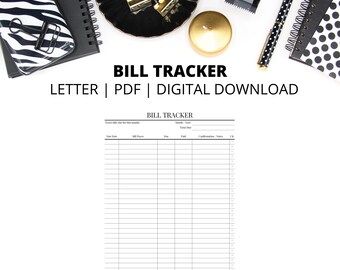 Factuurtracker | Bill Tracker-notities | Lettergrootte | Pdf | Direct digitaal downloaden