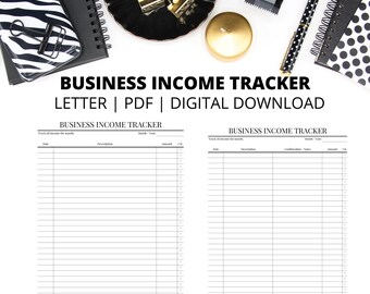 Tracker voor bedrijfsinkomsten | Lettergrootte | Pdf | Direct digitaal downloaden