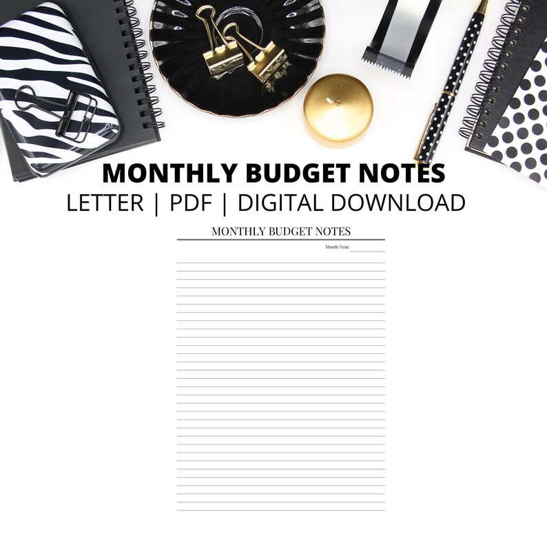 Monthly Budget | Monthly Budget Basic | Letter Size | PDF | Instant ...