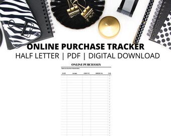Online aankooptracker | Half-letterformaat | Pdf | Direct digitaal downloaden