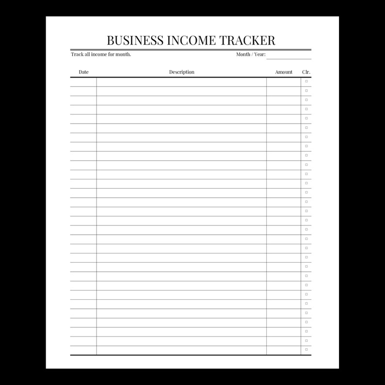 Business Income Tracker | Letter Size | PDF | Instant Digital Download ...