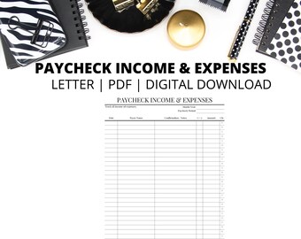 Salarisinkomsten en -uitgaven bijhouden | Salarisnotities | Lettergrootte | Pdf | Direct digitaal downloaden