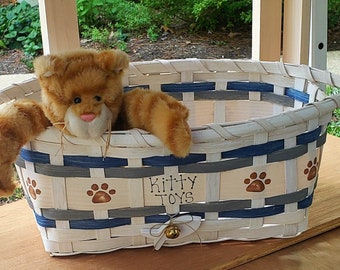 Kitty or Small Dog Toy Basket Hand Woven