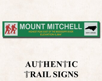 Mount Mitchell North Carolina Elevation- Trail Sign from Authentic Trail Signs