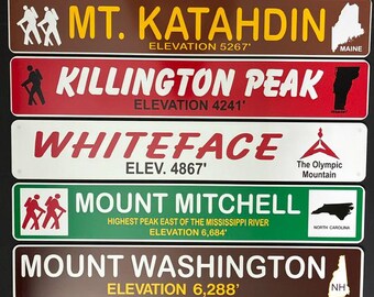 Eastern US Mountain Elevation Signs from Authentic Trail Signs