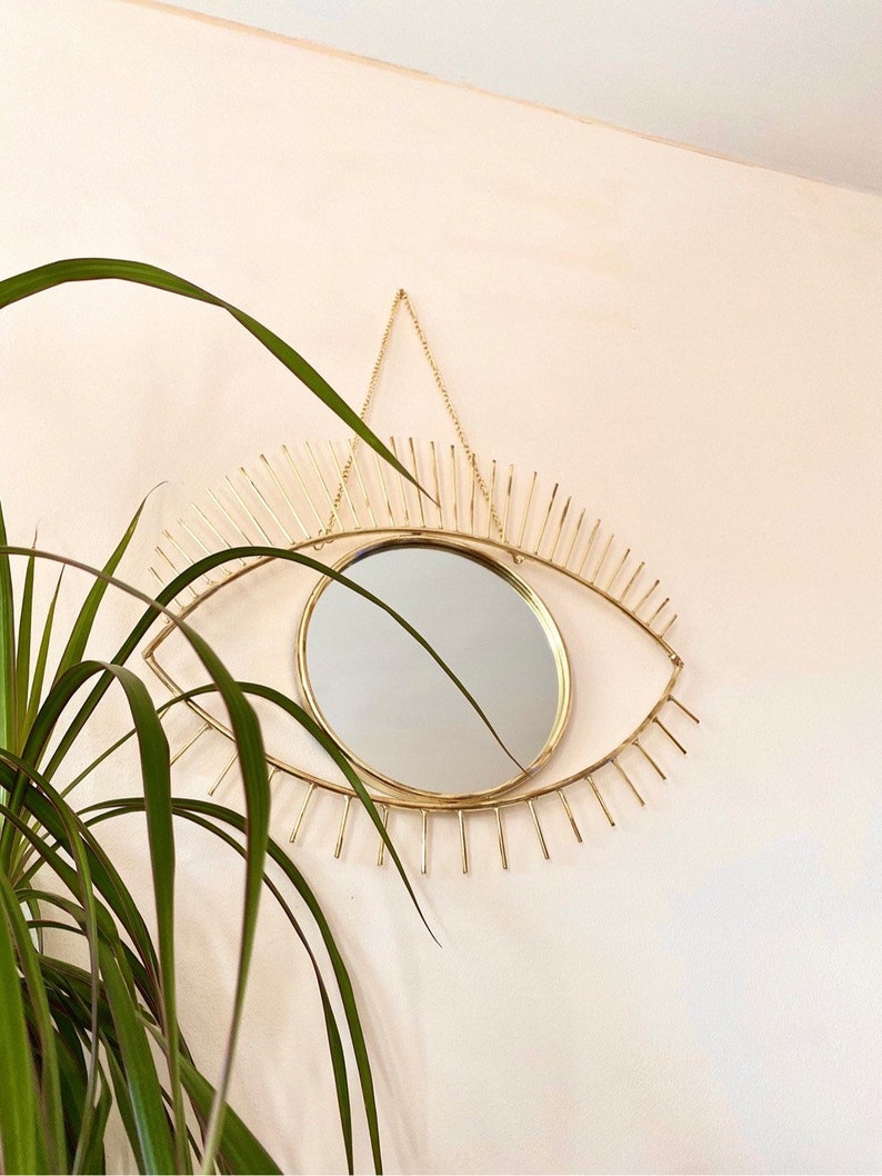 Eye Mirror Gold Round Mirror Wall Decor Third Eye Mirror Etsy