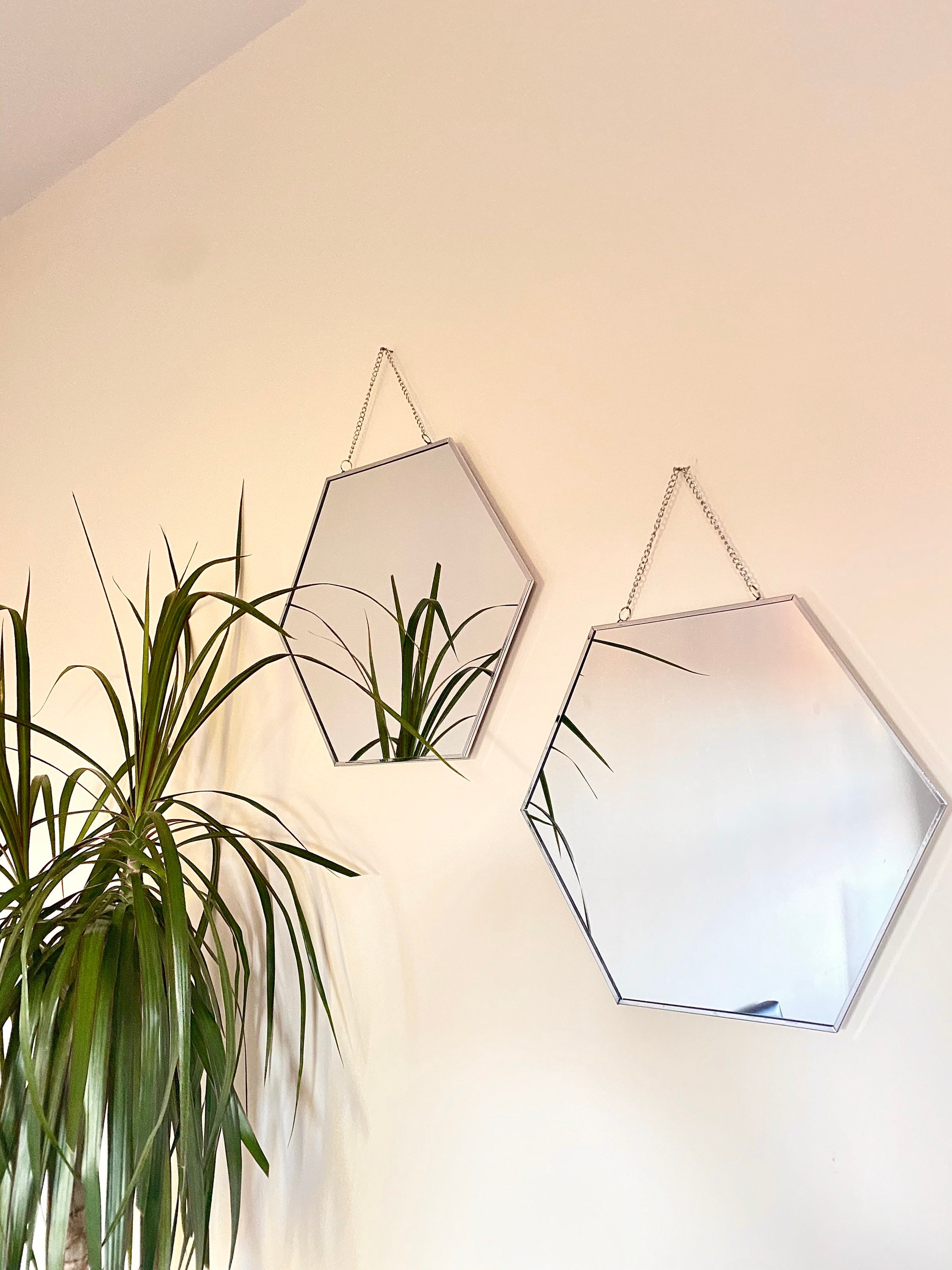 Silver Hexagon Wall Mirror Set of 2 Modern Bohemian Home Etsy