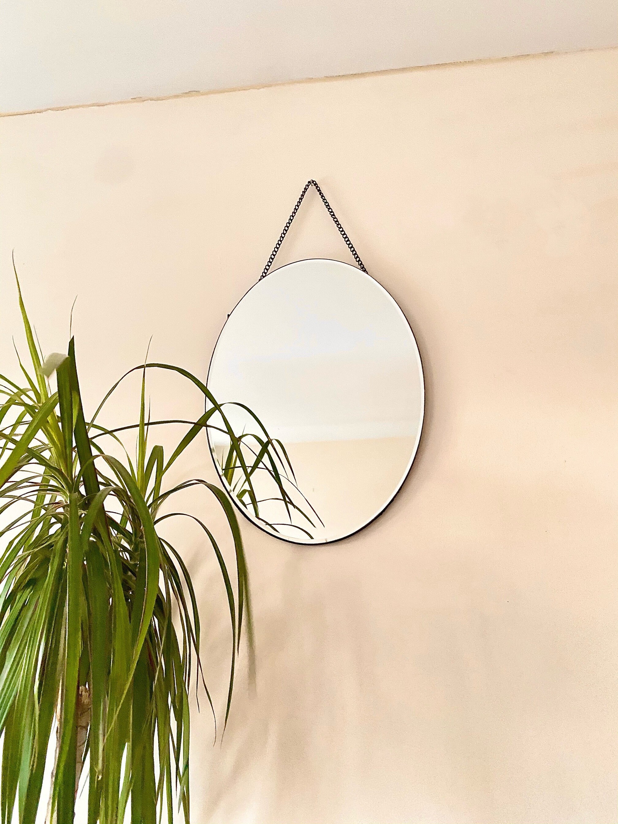 Schwarzer Mirrror Großer schwarzer ovaler runder Wandspiegel | Etsy