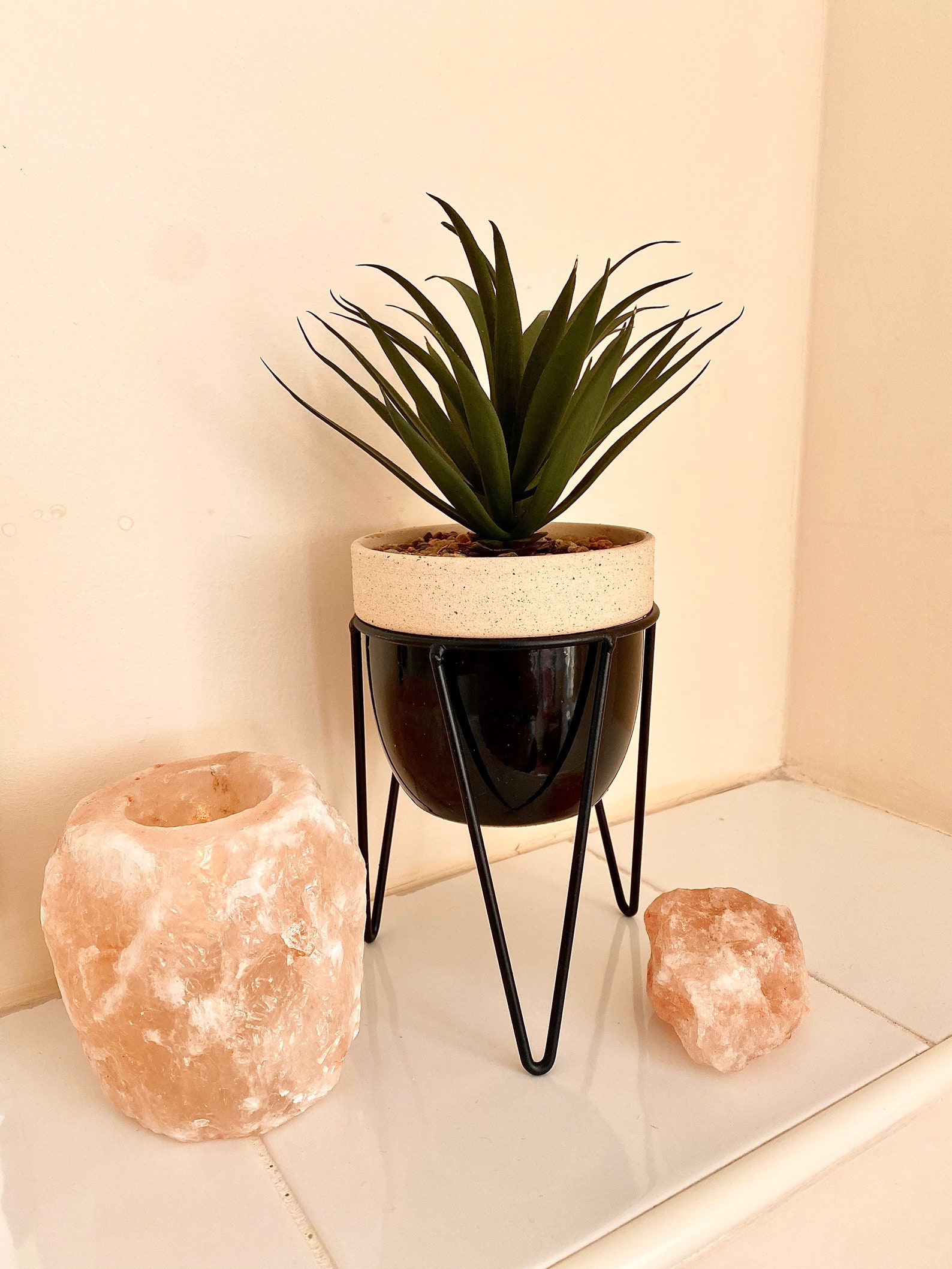 Artificial Plant With Stand Black Plant Pot With Artificial Etsy