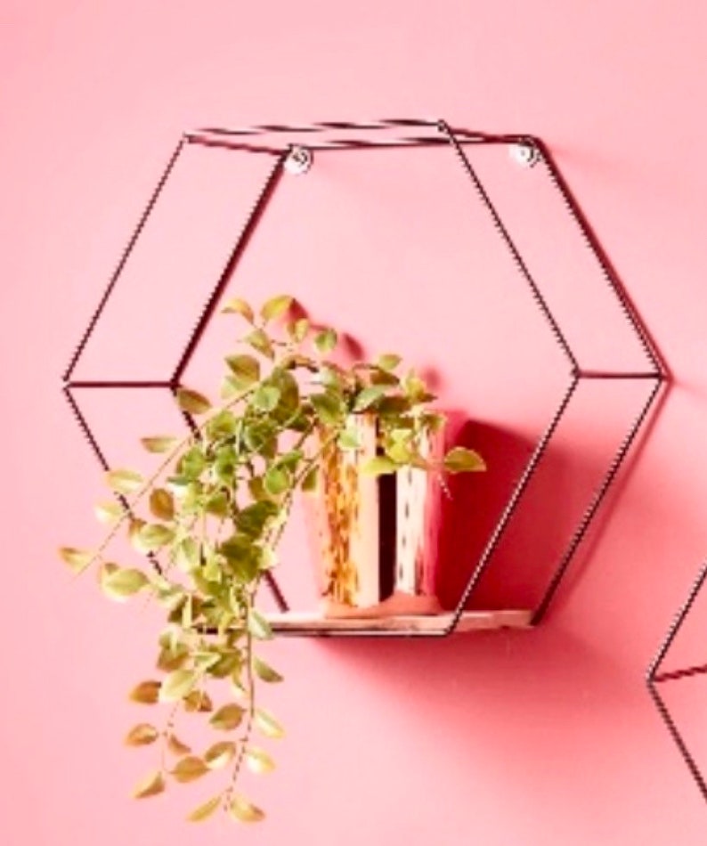 Floating Hexagon Shelves Black Wall Shelf Decor Home Shelves Etsy