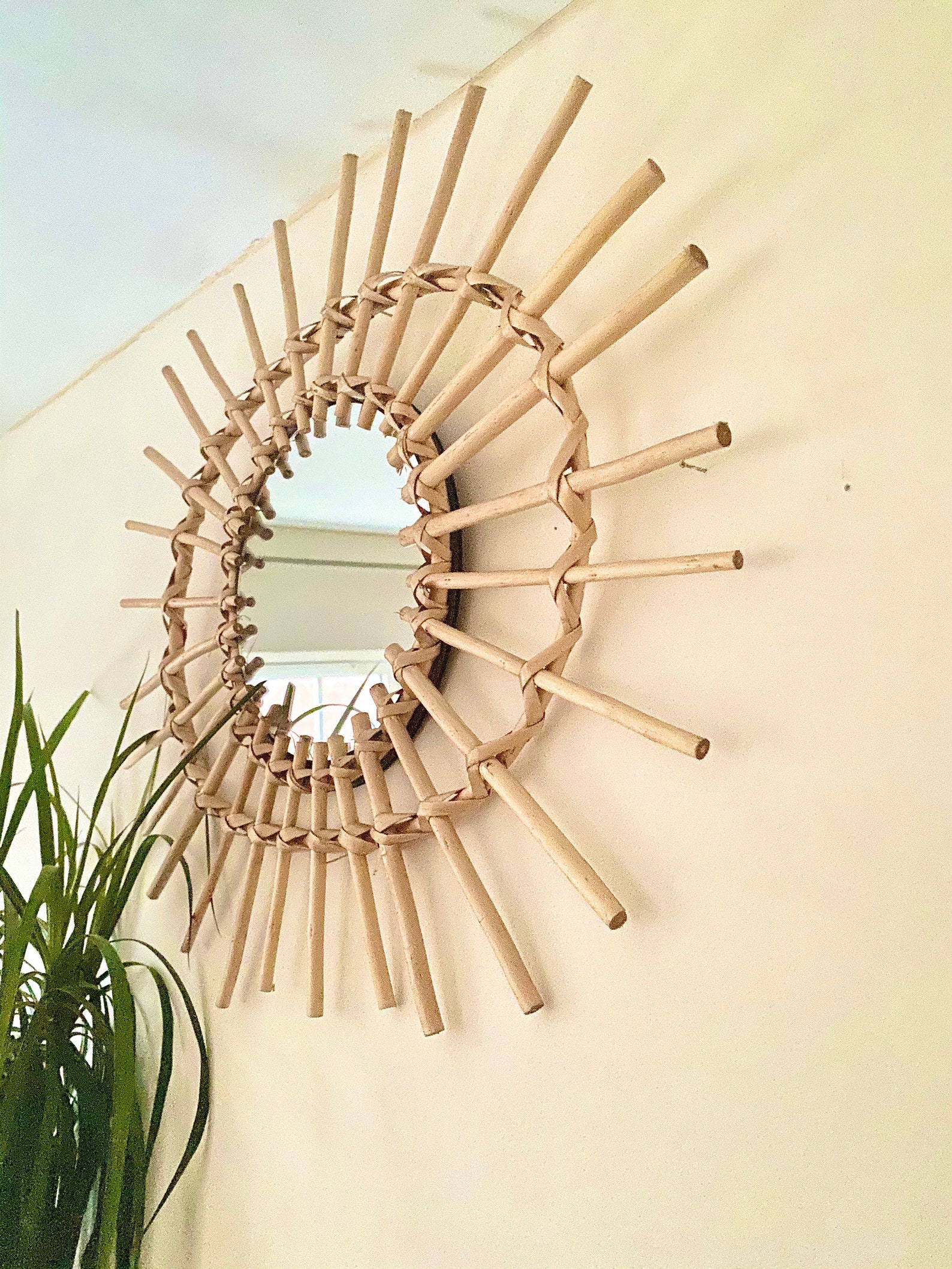 Round Rattan Bohemian Sun Mirror Extra Large Set Boho Mirror Etsy