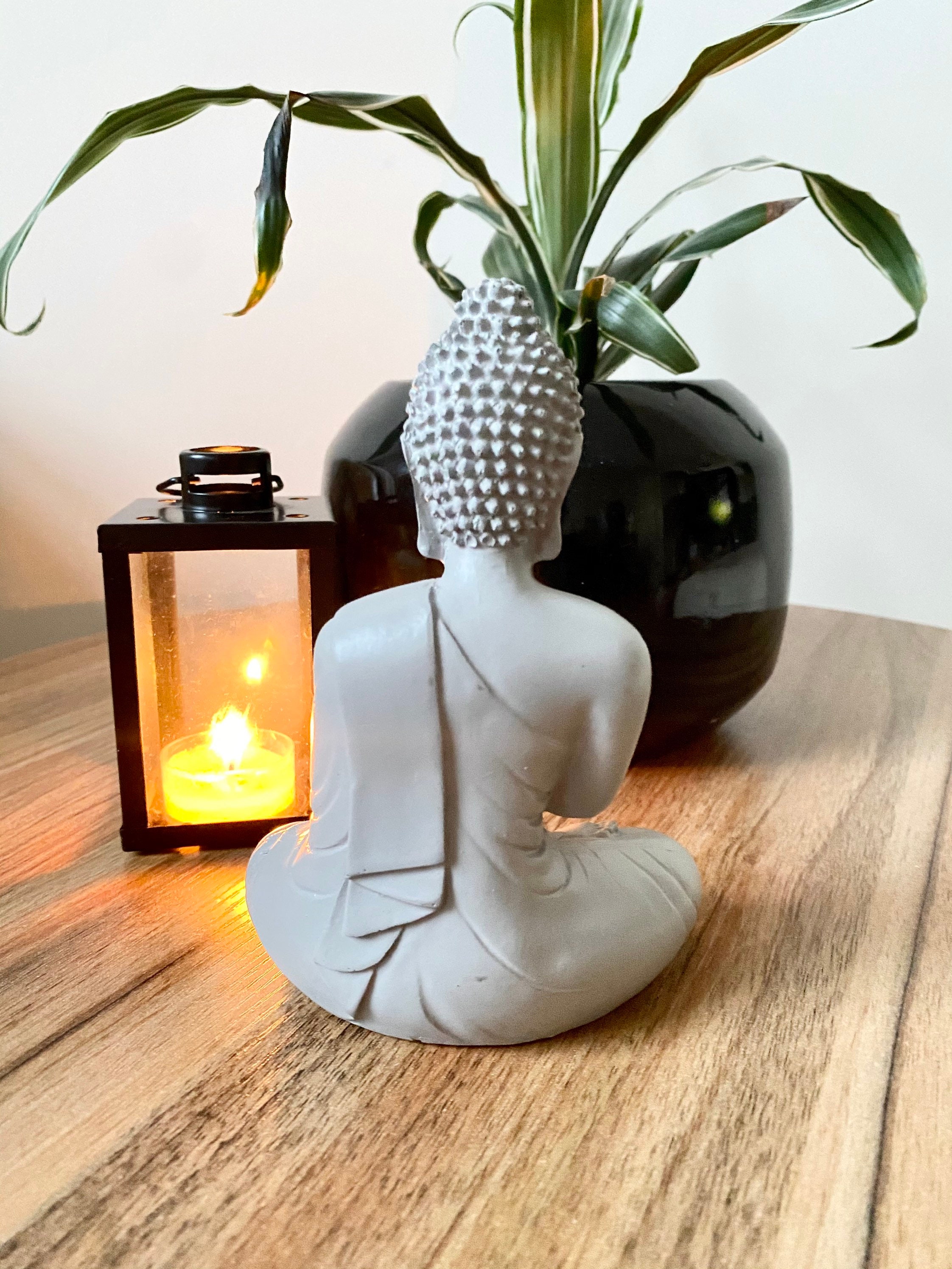 Buddha Statue Ornament Grey Spiritual Home Decor Meditation Etsy UK