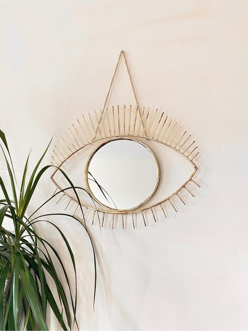 Eye Mirror Gold Round Mirror Wall Decor Third Eye Mirror Etsy