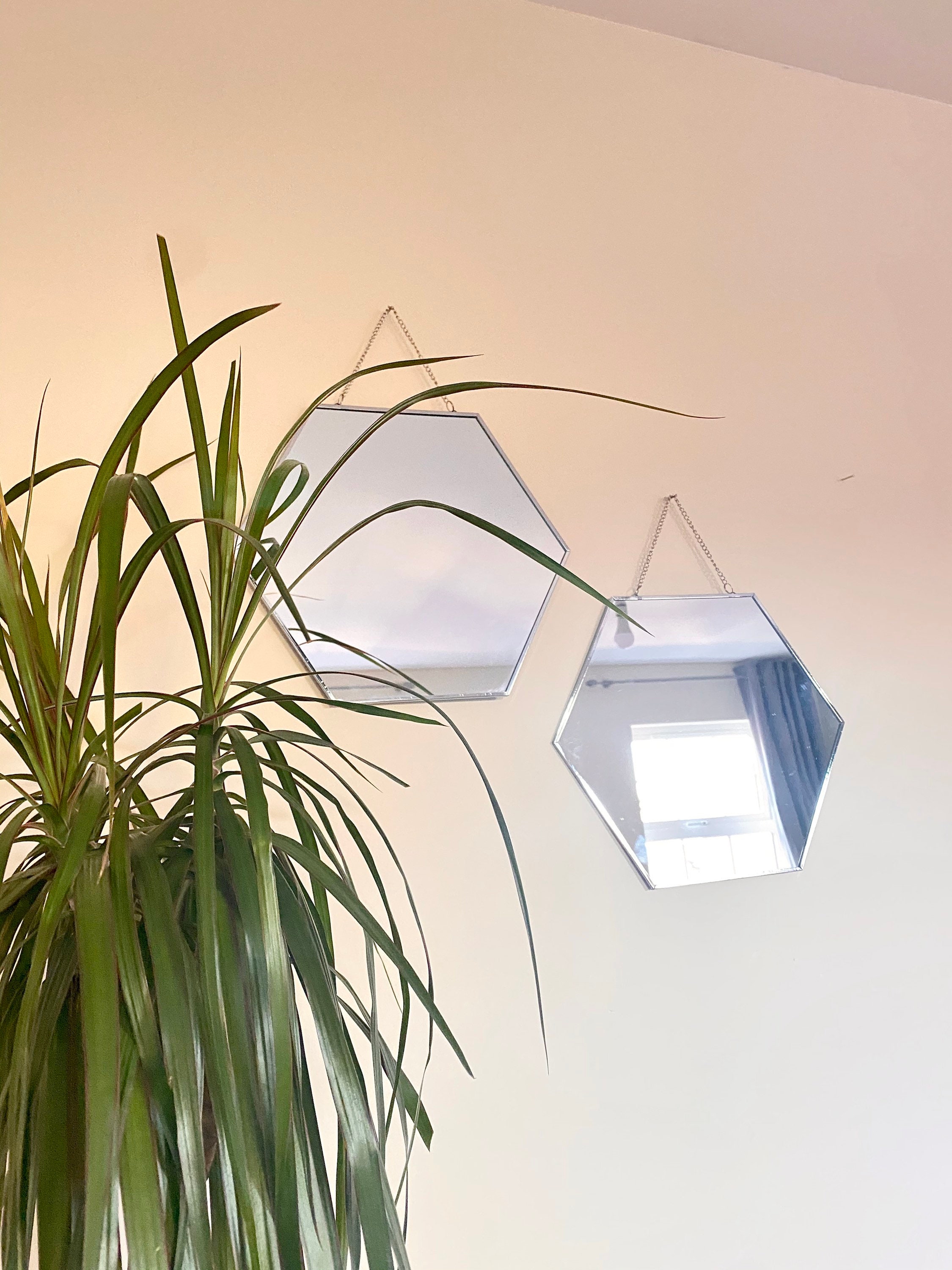 Silver Hexagon Wall Mirror Set of 2 Modern Bohemian Home Etsy