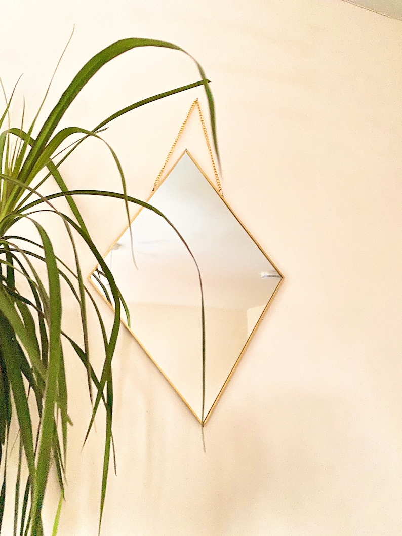 Diamond Mirror Wall Decor Triangle Mirror Diamond Hanging Etsy