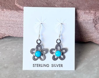Handmade Southwestern Sleeping Beauty Turquoise & Sterling Silver Earrings