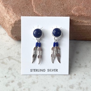 Handmade Southwestern Lapis Lazuli & Sterling Silver Stud Earrings