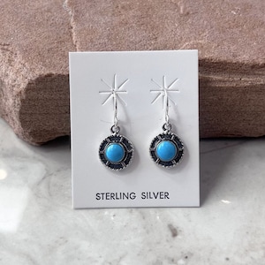 Handmade Southwestern Sleeping Beauty Turquoise & Sterling Silver Dangle Earrings