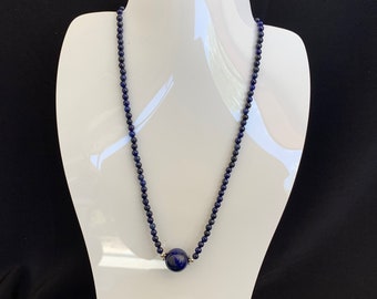 Handmade in the USA Blue Lapis & Sterling Silver Necklace 18"
