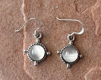 Handmade Southwestern Genuine Moonstone & Sterling Silver Dangle Earrings