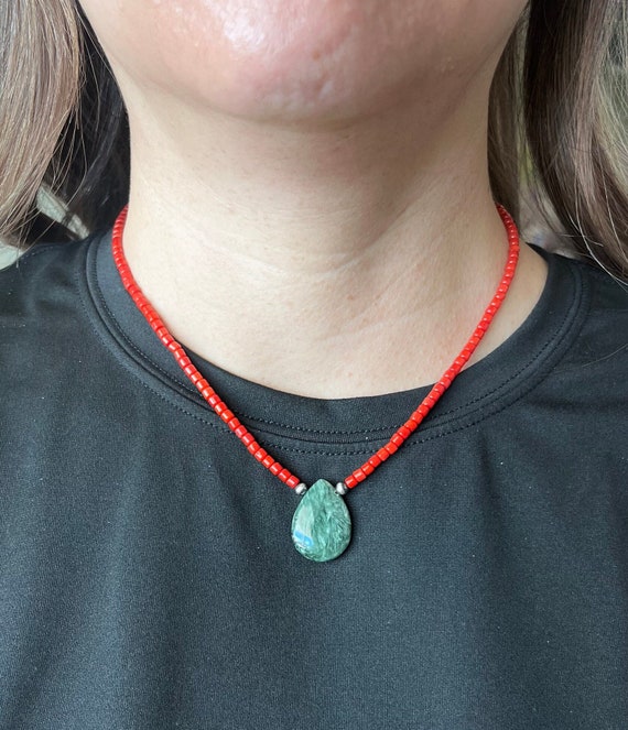 Sterling Silver Beaded Seraphinite Teardrop Pendants Sterling Silver Beaded Seraphinite Teardrop Pendants