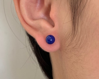 Handmade Southwestern Genuine Lapis Lazuli & Sterling Silver Stud Earrings