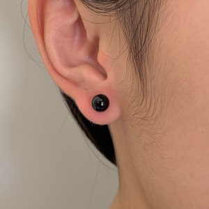 Handmade Southwestern Genuine Black Onyx & Sterling Silver Stud Earrings