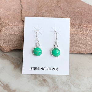 Handmade Southwestern Genuine Gaspeite & Sterling Silver Dangle Earrings