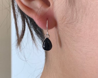 Handmade Southwestern Genuine Black Onyx & Sterling Silver Dangle Earrings