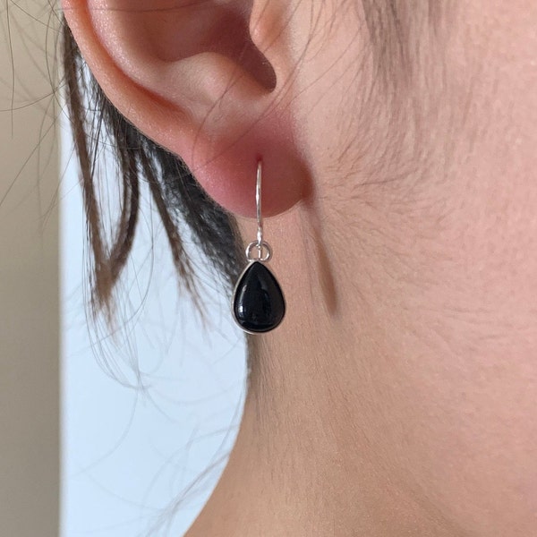 Handmade Southwestern Genuine Black Onyx & Sterling Silver Dangle Earrings