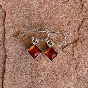 Handmade Southwestern Genuine Baltic Amber & Sterling Silver Dangle Earrings