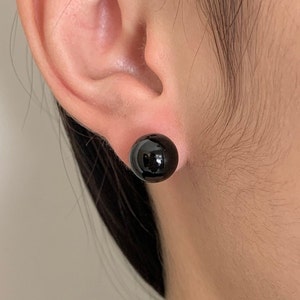 Handmade Southwestern Genuine 10mm Black Onyx & Sterling Silver Stud Earrings