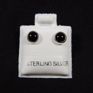 Handmade Southwestern Genuine Black Onyx & Sterling Silver 5mm Stud Earrings