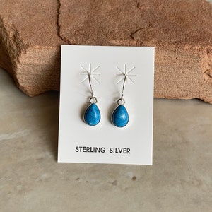 Handmade Southwestern Denim Lapis & Sterling Silver Teardrop Dangle Earrings