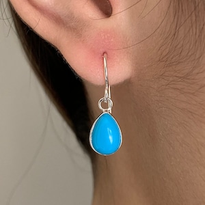 GEMistry Blue Sleeping Beauty Turquoise & Blue Topaz Cluster Lever Back  Earrings in Sterling Silver - 19FKPA
