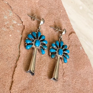 Handmade Southwestern Genuine American Turquoise & Sterling Silver Earrings