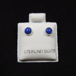 Handmade Southwestern Genuine Lapis Lazuli & Sterling Silver 4mm Stud Earrings