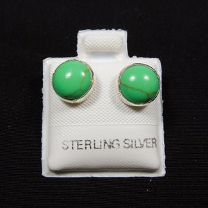 Handmade Southwestern Genuine Gaspeite & Sterling Silver 8mm Stud Earrings