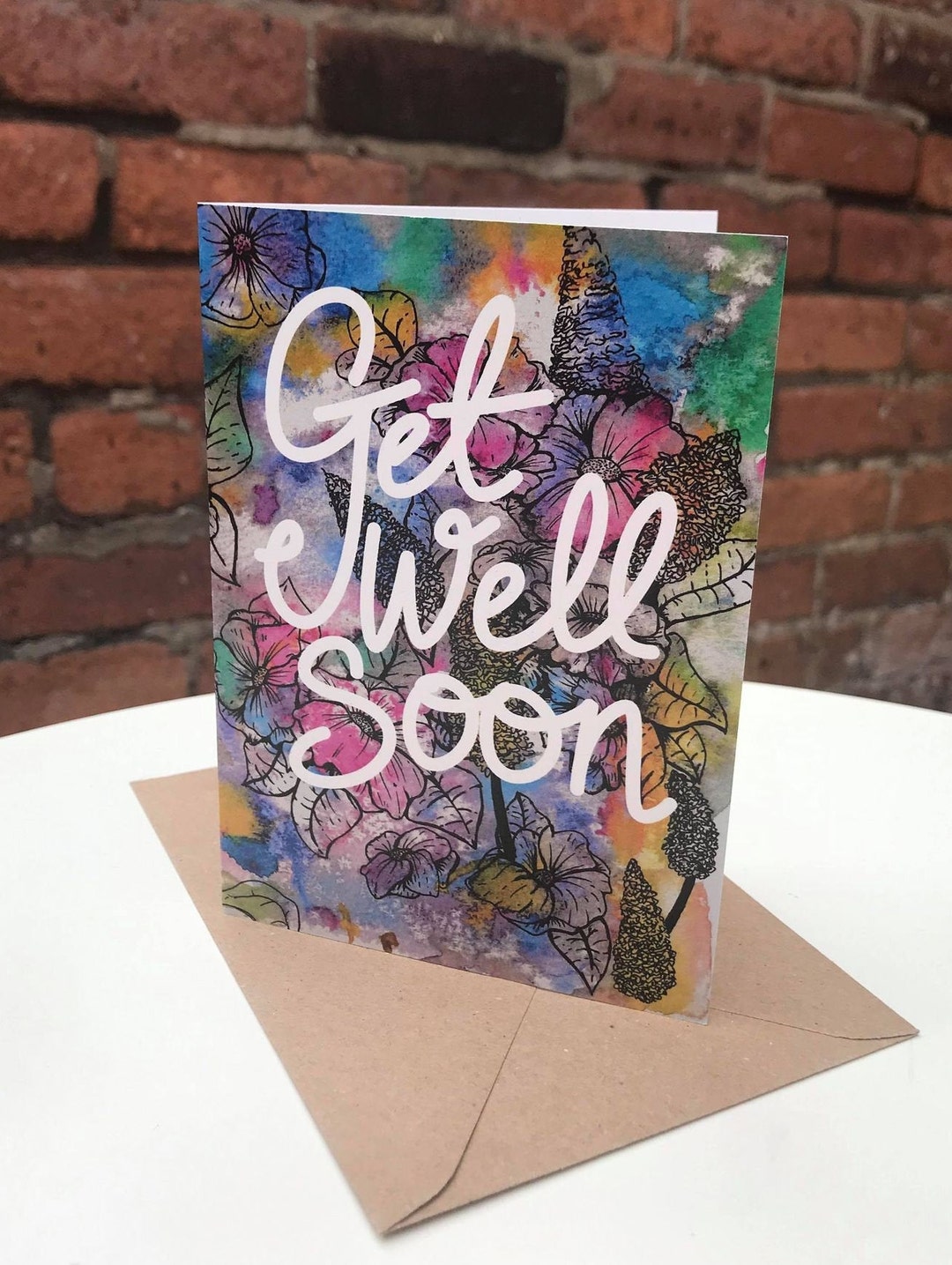 Get Well Soon Card Flowers Watercolour Painting Illustration - Etsy