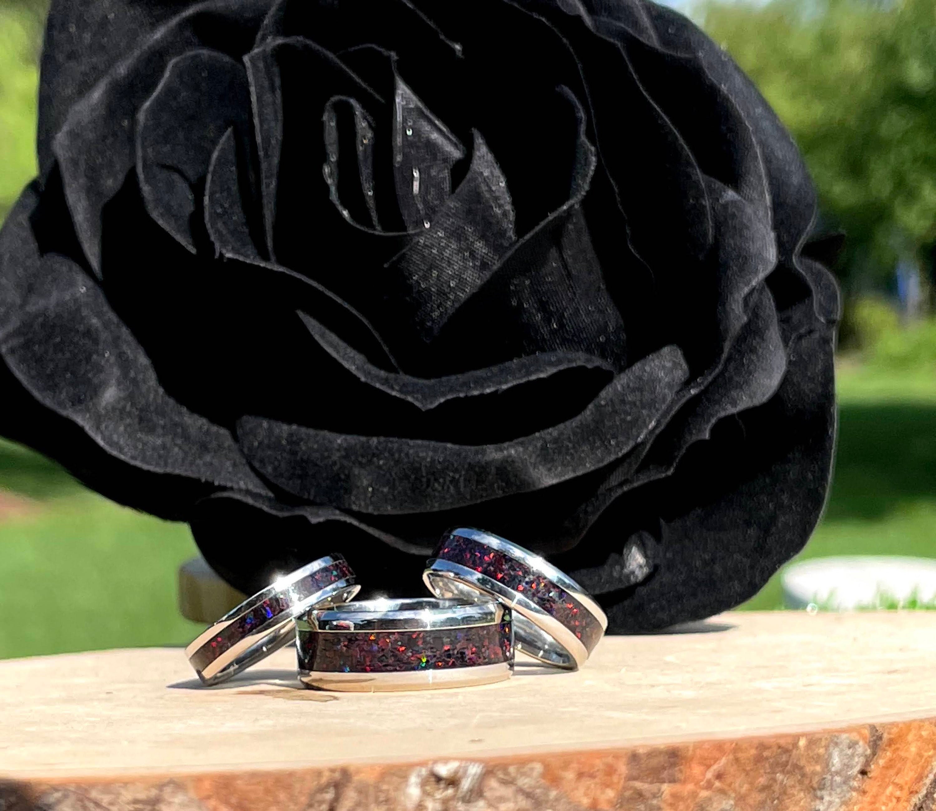 Black opal 2024 inlay ring