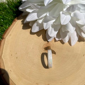 Frost White Opal Inlay Ring, White Ceramic, Women, Men, Wedding, Engagement, Anniversary image 10