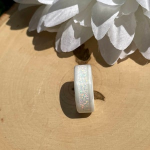 Frost White Opal Inlay Ring, White Ceramic, Women, Men, Wedding, Engagement, Anniversary image 7